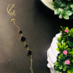 Gold Plated Black Clover Bracelet  Lucky Charm - Image 2