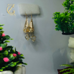 gold butterfly and heart dangle earrings - Image 2