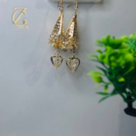 gold butterfly and heart dangle earrings - Image 9