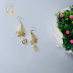 gold butterfly and heart dangle earrings - Image 14