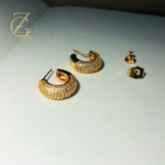 Gen Z Cloxet Gold Plated Ruby Crystal Hoop Earrings Huggie Style - Image 20