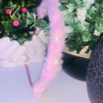 Gen z cloxet Pink Faux Fur Pearl Headband  Wide & Soft - Image 2