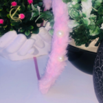 Gen z cloxet Pink Faux Fur Pearl Headband  Wide & Soft - Image 3
