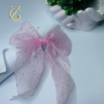Gen Z Cloxet Womens Glitzy Pink Ribbon Bow Barrette - Image 3