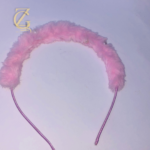 Gen z cloxet Pink Faux Fur Pearl Headband  Wide & Soft