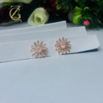 Gold Plated Green Crystal Stud Earrings  Flower Design - Image 9