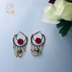 Vintage Style Red Rose & Chain Hoops  Fashion Jewelry