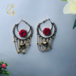 Vintage Style Red Rose & Chain Hoops  Fashion Jewelry - Image 11