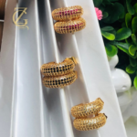 Gen Z Cloxet Gold Plated Ruby Crystal Hoop Earrings Huggie Style - Image 2