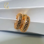 Gen Z Cloxet Gold Plated Ruby Crystal Hoop Earrings Huggie Style - Image 3