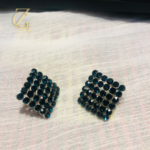 dark blue rhinestone cluster stud earrings - Image 2