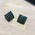 dark blue rhinestone cluster stud earrings - Image 3