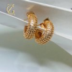 Gen Z Cloxet Gold Plated Ruby Crystal Hoop Earrings Huggie Style - Image 6