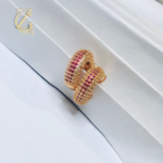 Gen Z Cloxet Gold Plated Ruby Crystal Hoop Earrings Huggie Style - Image 9