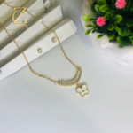 Gen Z Cloxet White Shell Clover & Baguette Necklace - Image 5