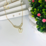 Gen Z Cloxet White Shell Clover & Baguette Necklace - Image 8