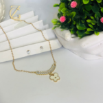 Gen Z Cloxet White Shell Clover & Baguette Necklace
