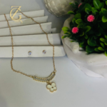Gen Z Cloxet White Shell Clover & Baguette Necklace - Image 2