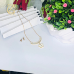 Gen Z Cloxet White Shell Clover & Baguette Necklace - Image 4