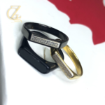 Men's Band Ring, Greek Key Jewelry, Stainless Steel Rings, Black Enamel Ring, Boy's Fashion Ring, Waterproof Men's Jewelry, Meander Pattern, Vintage Style Ring, Minimalist Ring for Men.