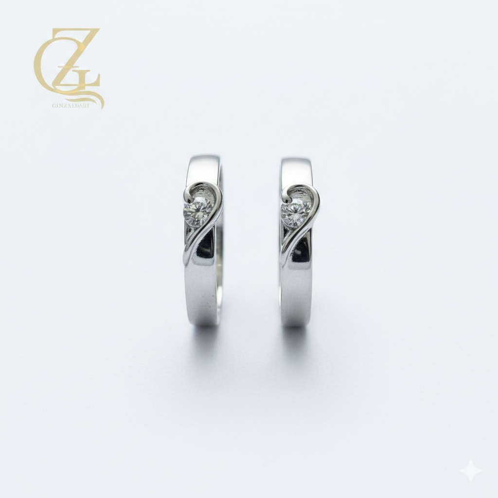 925 Sterling Silver Bypass Couple Rings – Matching Round-Cut Swirl Promise Rings