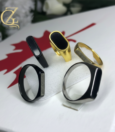 Men's Band Ring, Greek Key Jewelry, Stainless Steel Rings, Black Enamel Ring, Boy's Fashion Ring, Waterproof Men's Jewelry, Meander Pattern, Vintage Style Ring, Minimalist Ring for Men