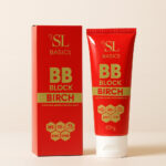 BB Block Tinted Sunscreen SPF 50+ bottle displaying key ingredients Niacinamide and Vitamin E on a clean background.