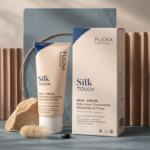 Model gently massaging Flicka 3-in-1 primer moisturizer onto a clean face for a natural glowing skin look.