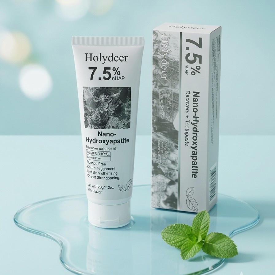 Holydeer 7.5% nHAp Nano Hydroxyapatite Recovery Toothpaste – Fluoride Free, Enamel Repair & Sensitivity Relief | Mint Flavor 100g
