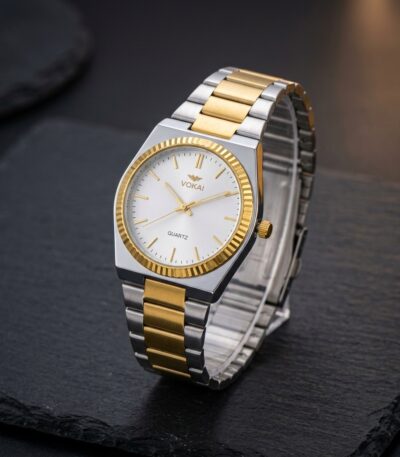 Wokai men's fashion watch with stainless steel design
