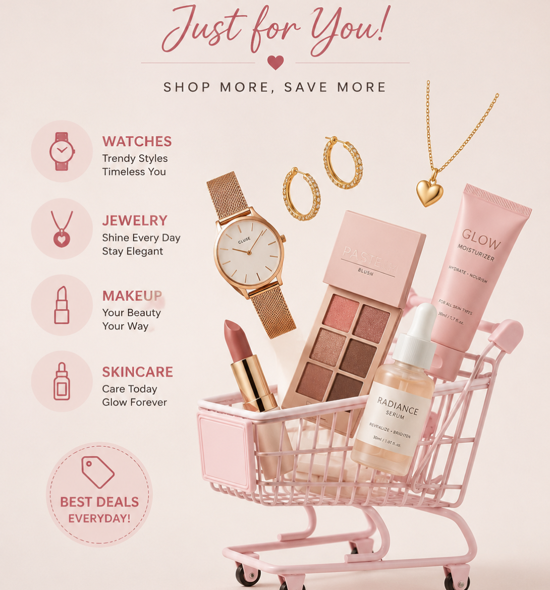 THE EDIT: SPECIAL DEALS
Affordable Luxury, Made for You
Discover our handpicked jewelry, makeup & skincare deals.Limited-Time Offers Available